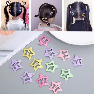 Cute Kids Star Butterfly Shape Metal Hair Clips Macaron Color Sweet Girls Princess Hair Accessories Decorative Snap Hairpins