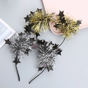Sparkly star headbands in gold and silver glitter for festive party costumes