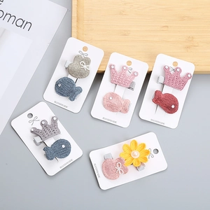 Set di Fermagli per Capelli in Maglia Fatti a Mano per Bambine Disegni di Animali Pesce Corona Fiori Fermagli a Becco d'Anatra Copricapo