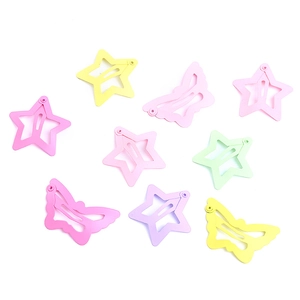 Colorful star and butterfly metal hair clips for girls in macaron matte pastel finishes