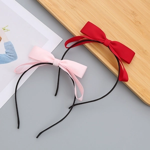 Pink and red bow headbands for girls, elegant hair hoops with satin bows for kids' hairstyles