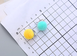 Detailed size measurement of colorful soft plush ball ear clips for kids without piercings
