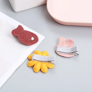 Pinzas para el pelo tejidas a mano para niñas con formas de pez flor y conejo