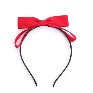 Cute girls red double-layered bow headband with a slim black band for princess style