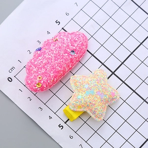 Sparkly glitter cloud and star hair clips set for girls in vibrant macaron colors