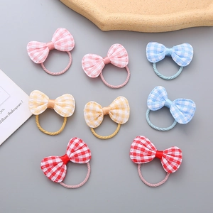 Mädchen Gingham Schleife Haargummis Elastisches Band Zopfhalter Kinder Prinzessin Haarschmuck Gingham Muster Süße Kopfbedeckung