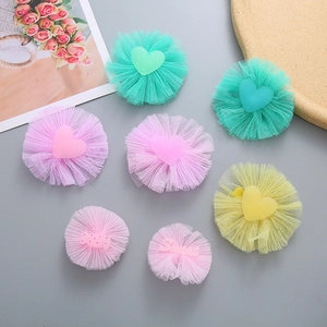 Cute Kids Girls Korean Style Mesh Tulle Heart Letter Candy Hair Clips Sweet Resin Duckbill Clips Hair Accessories