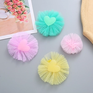 Cute luminous mesh hair clips set for girls featuring macaron heart and candy shapes