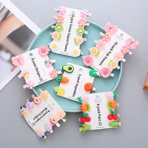 20pcs cute candy colored flower and fruit hair clips for kids in various sweet designs