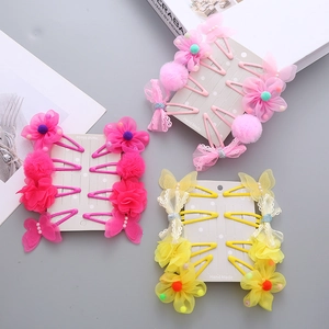 Süße Macaron Farbe Schmetterling Haarklammern Für Mädchen Handgefertigte Netz Blume Stoff BB Clips Kinder Haarschmuck Sortiert