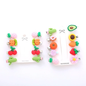 20pcs set colorful kids hair clips with cute fruit and flower shapes on display cards