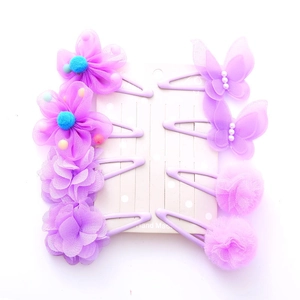 8-teiliges Set süße lavendelfarbene Schmetterling Haarklammern und Blumen für Mädchen