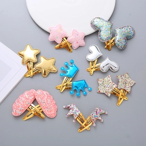 Lot de 8 paires de barrettes à paillettes pour filles, formes cœur et étoile dorées