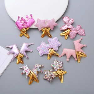 Lot de 8 paires de barrettes à paillettes pour filles, formes cœur et étoile scintillantes