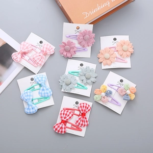 Kids Floral Butterfly Knot Hair Clips Sweet Korean Style Gingham Plaid Bow BB Clips Hair Accessories For Girls