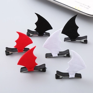 Barrettes à cheveux ailes de chauve-souris Halloween en feutre noir rouge blanc