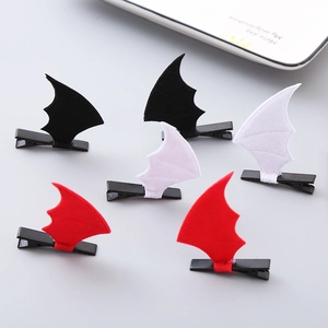 Lot de barrettes ailes de chauve-souris Halloween en noir blanc et rouge pour enfants