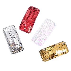 Cute sequined rectangular hair clips for kids in red, white, silver and gold finishes