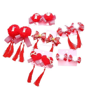Set di fermagli per capelli per bambini Capodanno Cinese con nappe e conigli