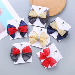 Fermagli per Capelli con Fiocco Fatti a Mano per Bambini Vintage Tessuto Jacquard Paillettes Forcine Principessa Ragazze Accessori Capelli