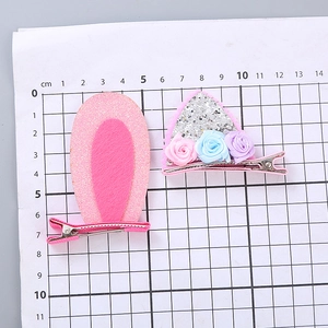 Barrettes à paillettes oreilles de lapin et pinces à roses pour filles avec échelle