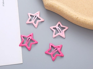 Lot de quatre barrettes BB en forme d'étoile rose clair et foncé pour filles