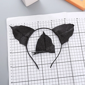 Black glitter bat ear headband and hair clip set for Halloween party costume
