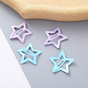 Barrettes BB en forme d'étoile mate pour filles en bleu et violet, lot de 4 pièces
