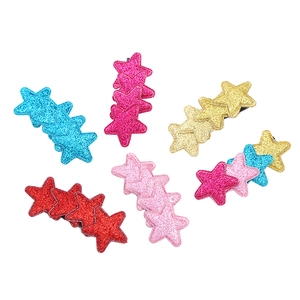 Set of 6 glitter star hair clips in assorted colors for girls stage hair accessories