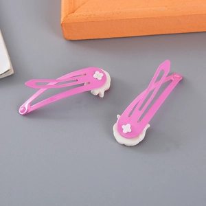 Pinzas para el pelo de metal rosa con flores de resina blanca para niñas y bebés