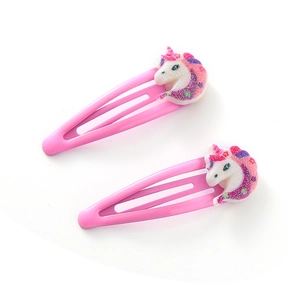 Pinzas de pelo rosas para niñas con adorables decoraciones de unicornio con purpurina