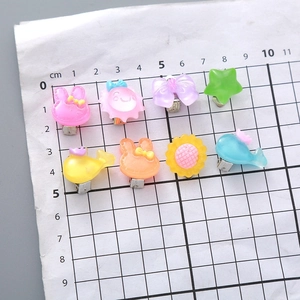 Clips d'oreilles mignons en résine pour enfants avec motifs lapin et tournesol
