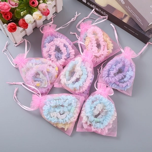 Kinder Organza Haargummi Set in Macaron Farben mit eleganten Geschenktüten