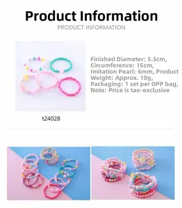 Tableau des tailles pour bracelets de perles enfants avec perles de 6mm imitation