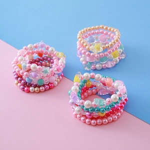 Coffret de 5 bracelets de perles colorées pour filles avec perles et breloques