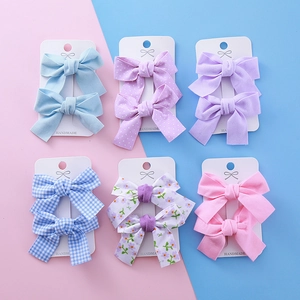 Lot de 6 barrettes à cheveux faites main pour filles avec nœuds en tissu et motifs floraux