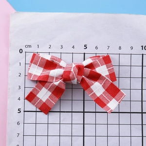 Barrette à cheveux nœud à carreaux rouge et blanc pour filles, coton de 7 cm