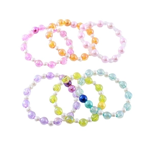 Lot de 6 bracelets en perles de dessin animé colorés avec fausses perles pour filles