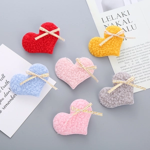 Sweet Heart Plush Hair Clips For Girls Bow Teddy Velvet Duckbill Clips Cute Aesthetic Hairpins Kids Headwear Accessories