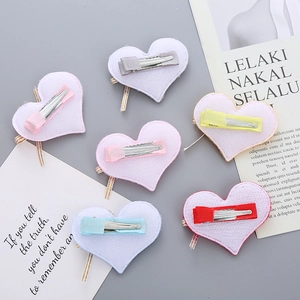 Colorful heart-shaped fabric hair clips with alligator clips for girls and kids