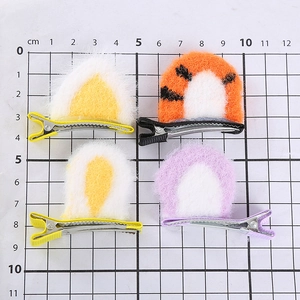 Cute plush cat ear hair clips in 4 colors for girls featuring soft furry texture and metal clips