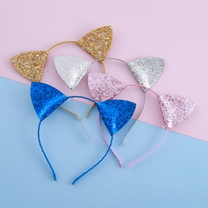 Serre-têtes oreilles de chat à paillettes en or, argent, rose et bleu pour accessoires de fête