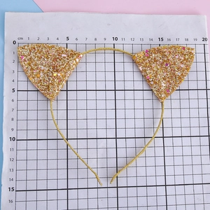 Serre-tête oreilles de chat pailleté doré pour fête sur une grille de 15 cm