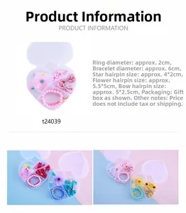 Détail de bijoux pour enfants colorés incluant bracelets perlés et pinces à fleurs