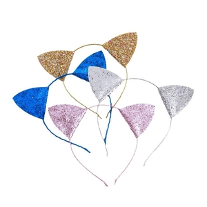 Serre-tête oreilles de chat pailletées en or bleu argent et rose pour fête de filles