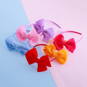 Kids Sweet Large Bow Headband Solid Color Fabric Satin Wrapped Hair Hoop Princess Performance Hair Accessories For Girls