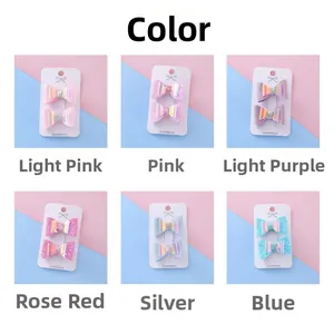 Détail des lots de barrettes à paillettes en 6 couleurs : rose, violet, bleu et argent