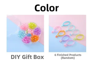 Kids DIY jewelry box with transparent colorful acrylic beads and cute resin charms