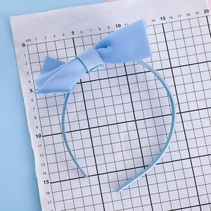 Light blue large bow headband for girls with elegant fabric wrap and 15cm size scale