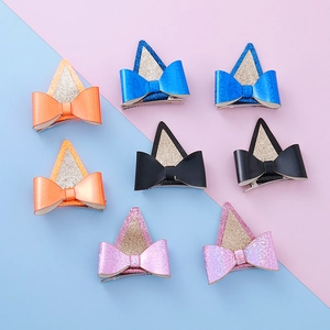 Pinces à Cheveux Mignonnes Oreilles de Chat Pailletées Avec Nœud Oreilles d'Animaux 3D Brillantes Accessoires Cheveux Filles